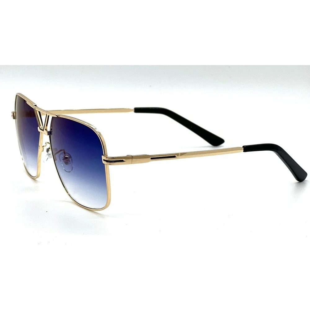 Aviator Sunglasses Gold Frame Blue Mirror Lens Fashion Sun Glasses Retro Classic